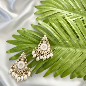 Elegant Floral Pearl Chandelier Earrings