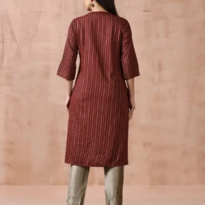 Women Brown Placement Print Kurta