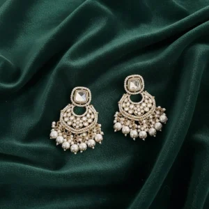 Antique Gold Dangler Earrings With Small Jhumkas