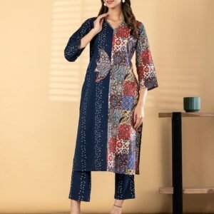 Women Blue with Multiple Print Kurta