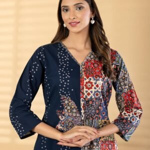 Women Blue with Multiple Print Kurta