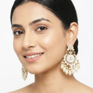 Elegant Floral Pearl Chandelier Earrings