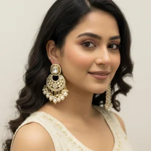 Antique Gold Dangler Earrings With Small Jhumkas