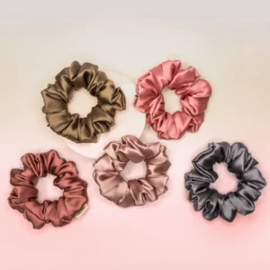 Pretty Pinks Satin Scrunchies – Set of 5