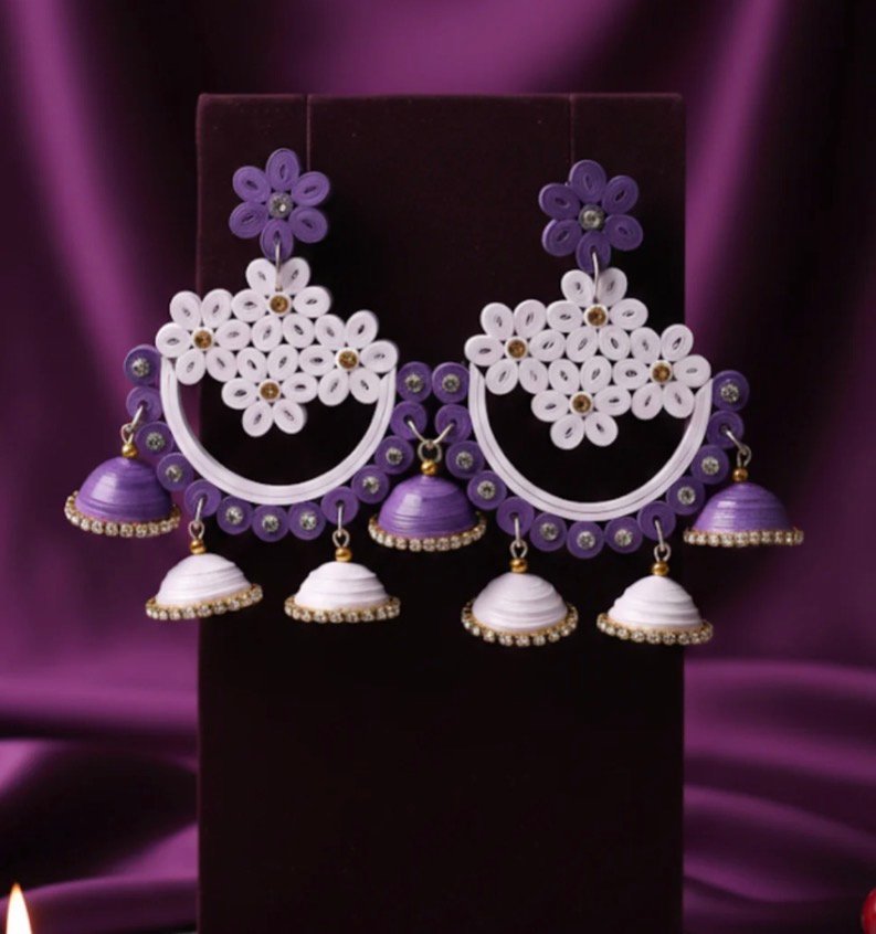 Pankhudi jhumka - Purple