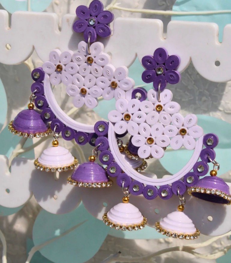 Pankhudi jhumka - Purple - Image 3