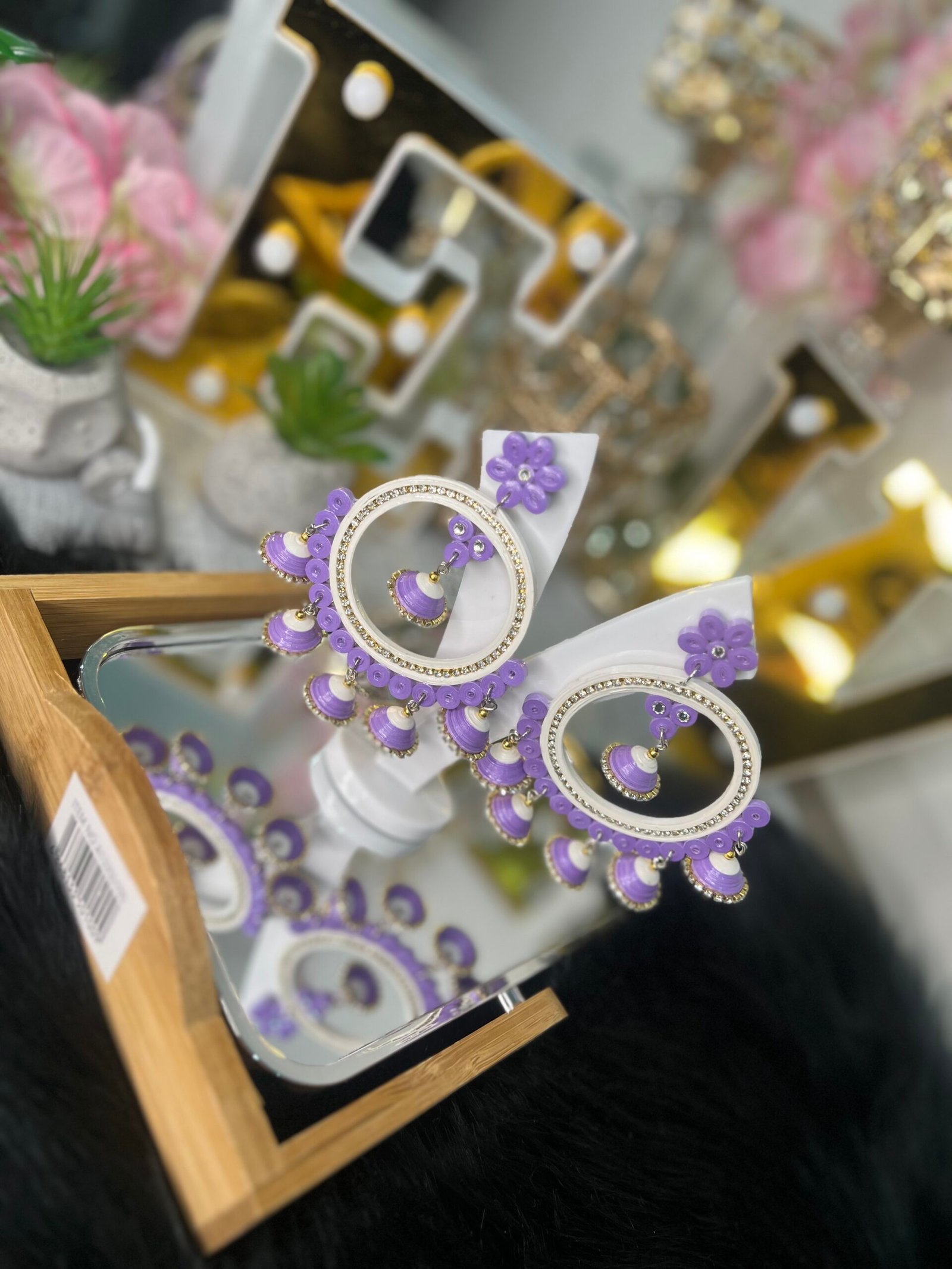 Pankhudi jhumka - Purple - Image 2