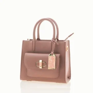 Peach Pink Leather Top Handle Mini Bag